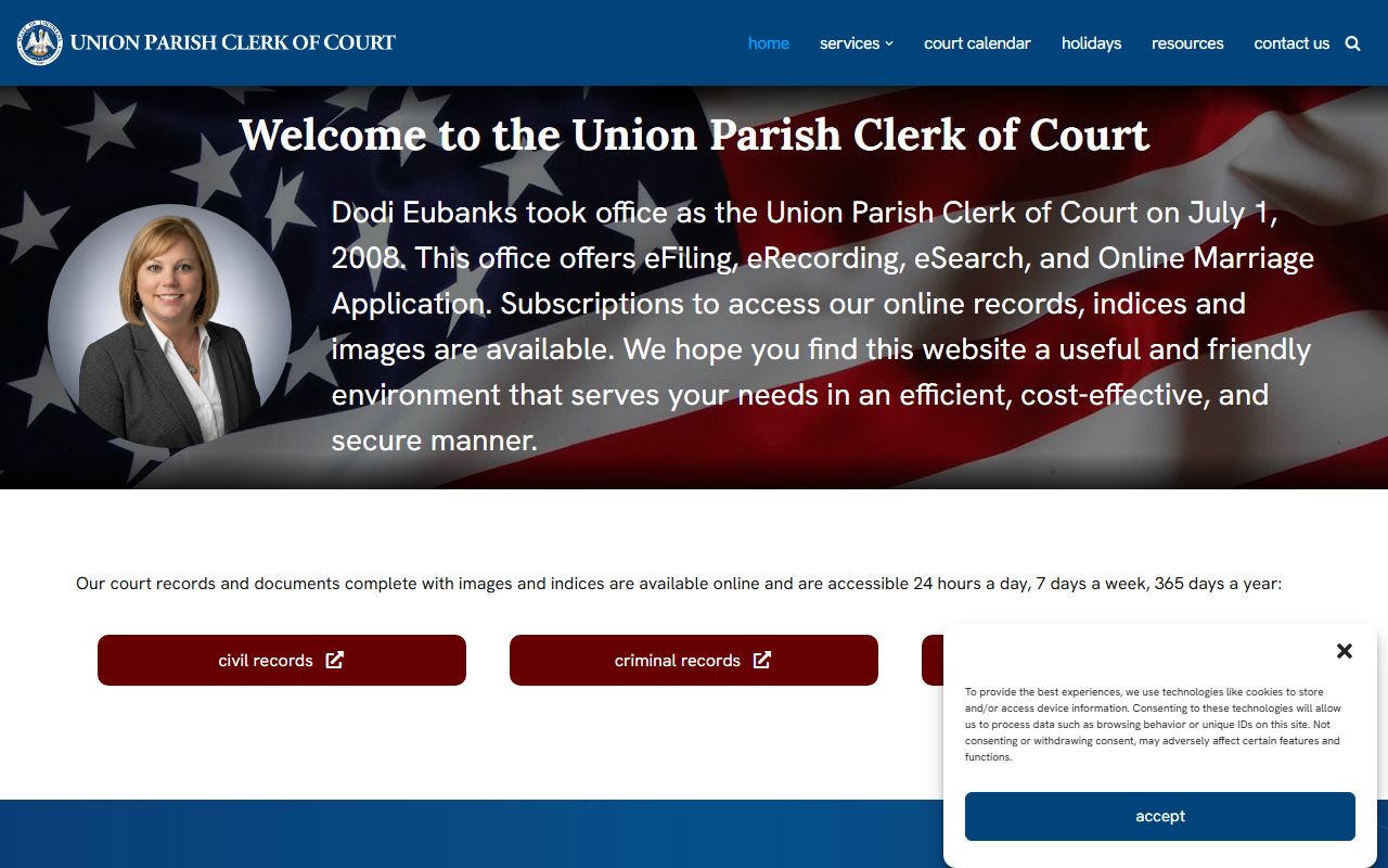 Union Parish court records Clerk of Court homepage