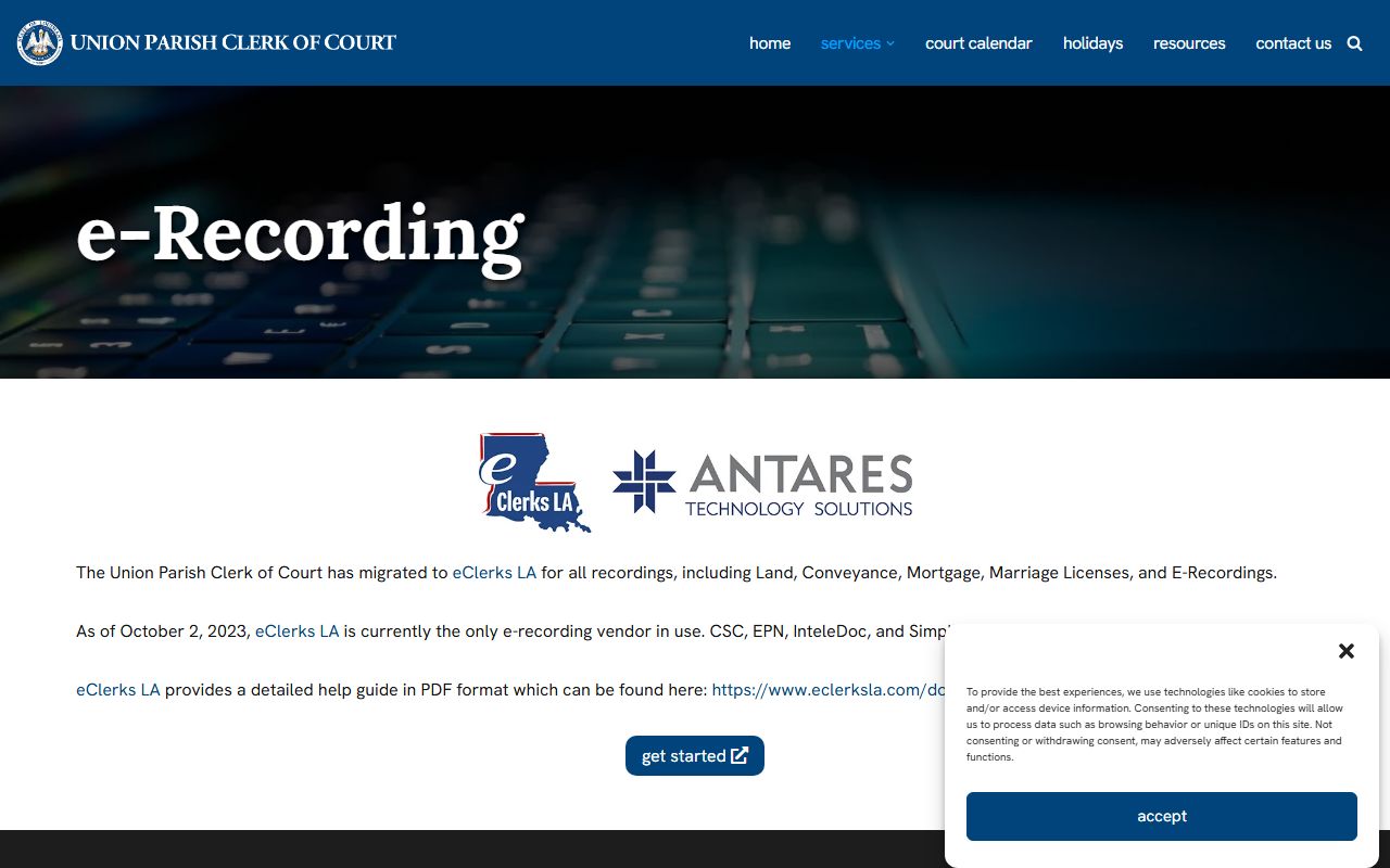 Union Parish Clerk of Court eRecording access