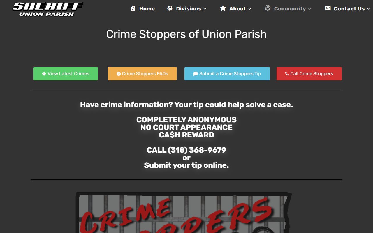 Union Parish arrest records Sheriff Crime Stoppers page