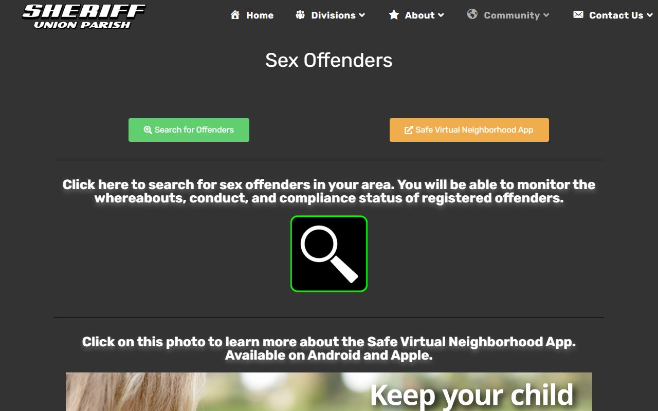 Union Parish inmate records sheriff sex offender page