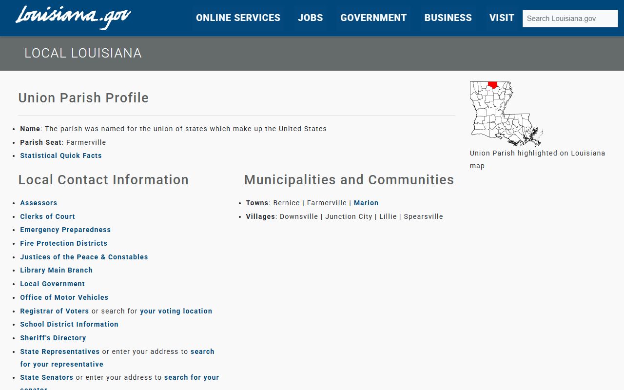 Union Parish traffic court records local government page