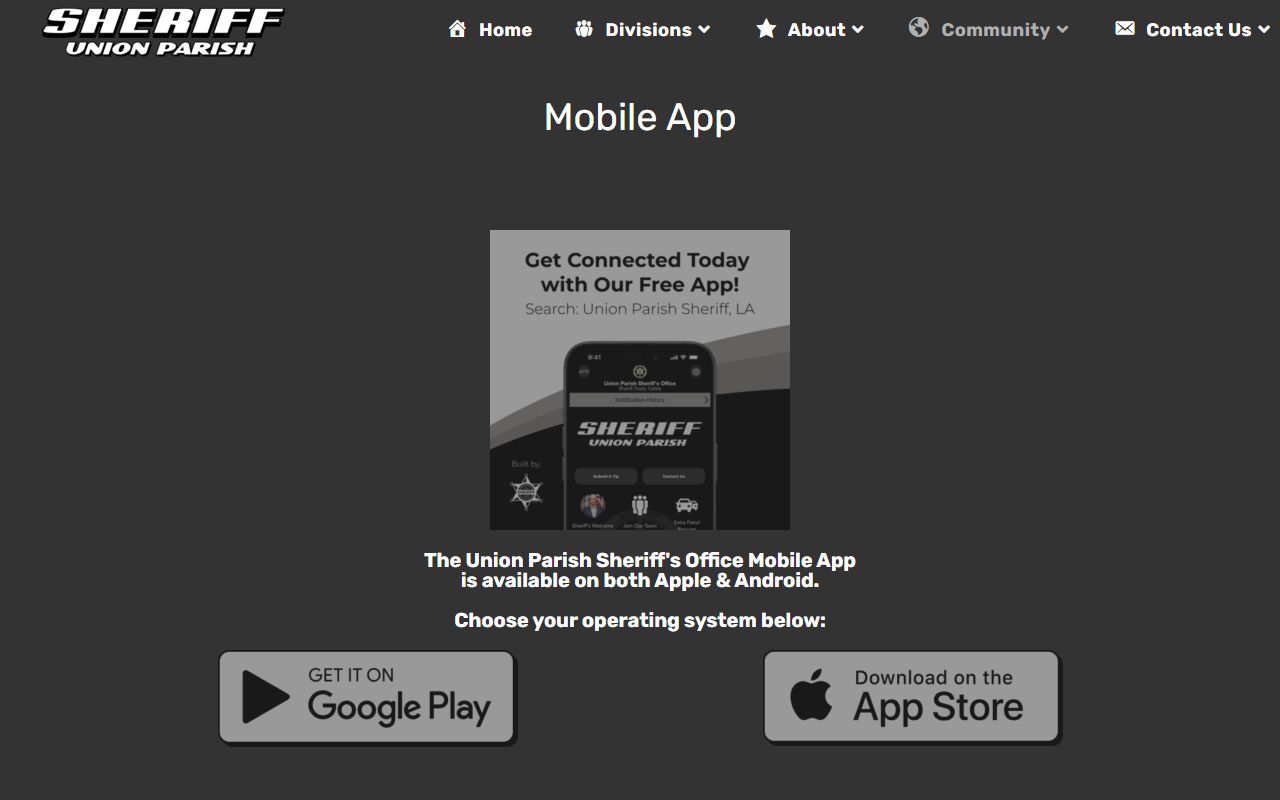 Union Parish warrant records mobile app official page